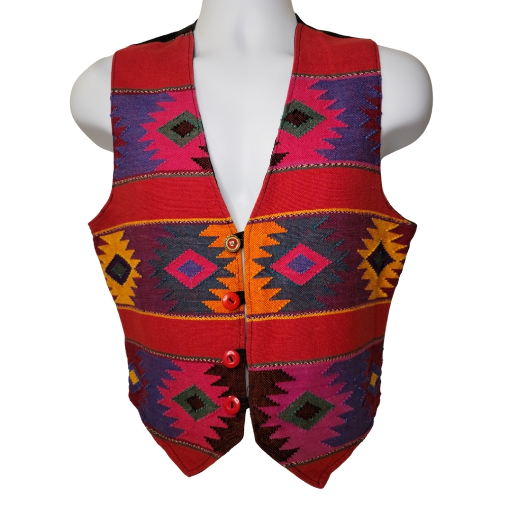 Vintage El Tecomate Aztec Tribal Vest
